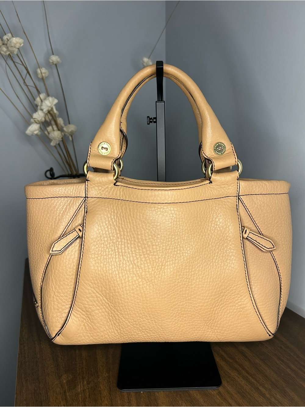 Vintage Cole Haan Village Pebble Beige Leather Handbag Satchel Spring 2006